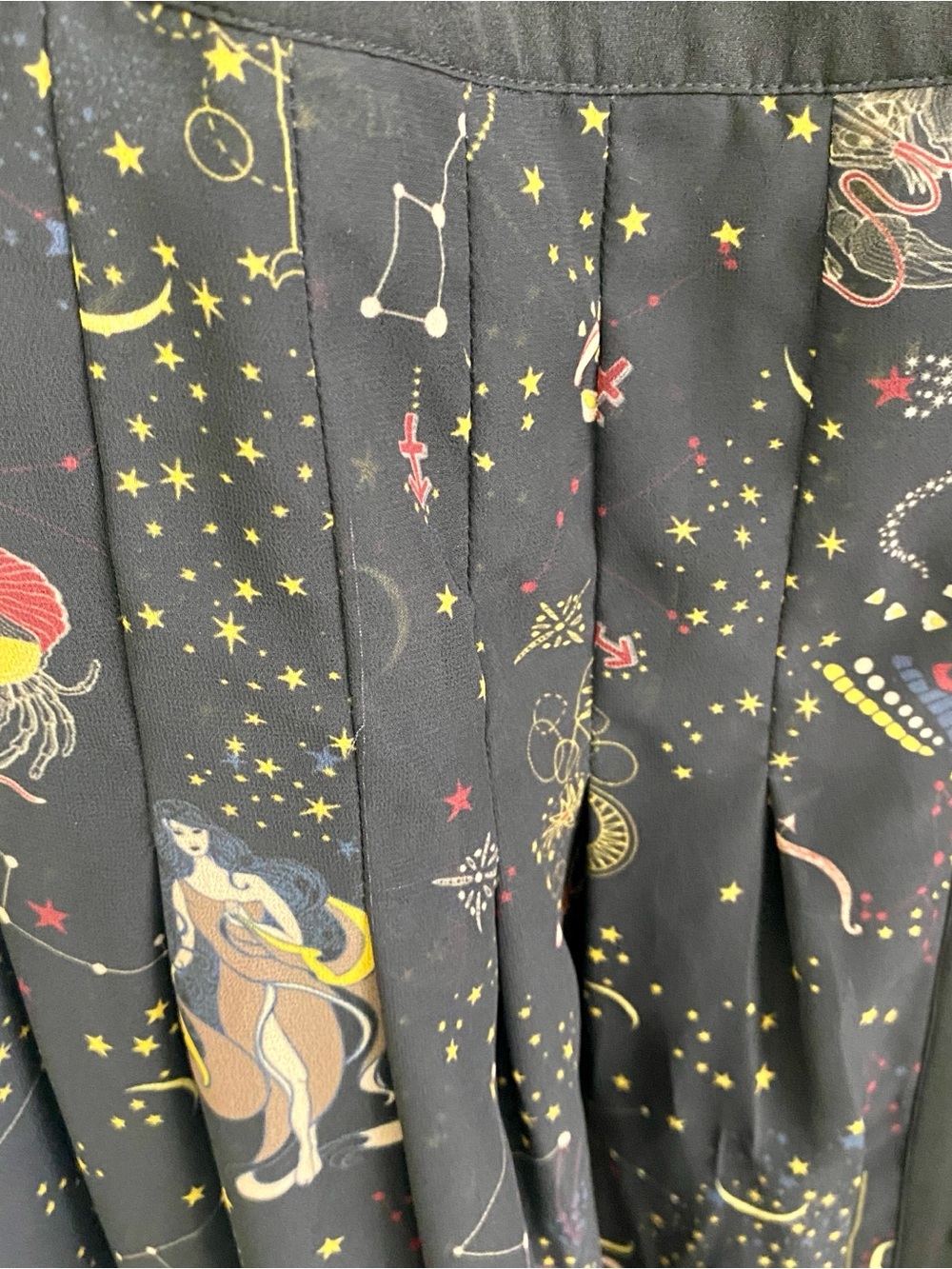 eShakti Custom Celestial Zodiac Constellation Button Front Pleated Dress - Picture 5 of 15